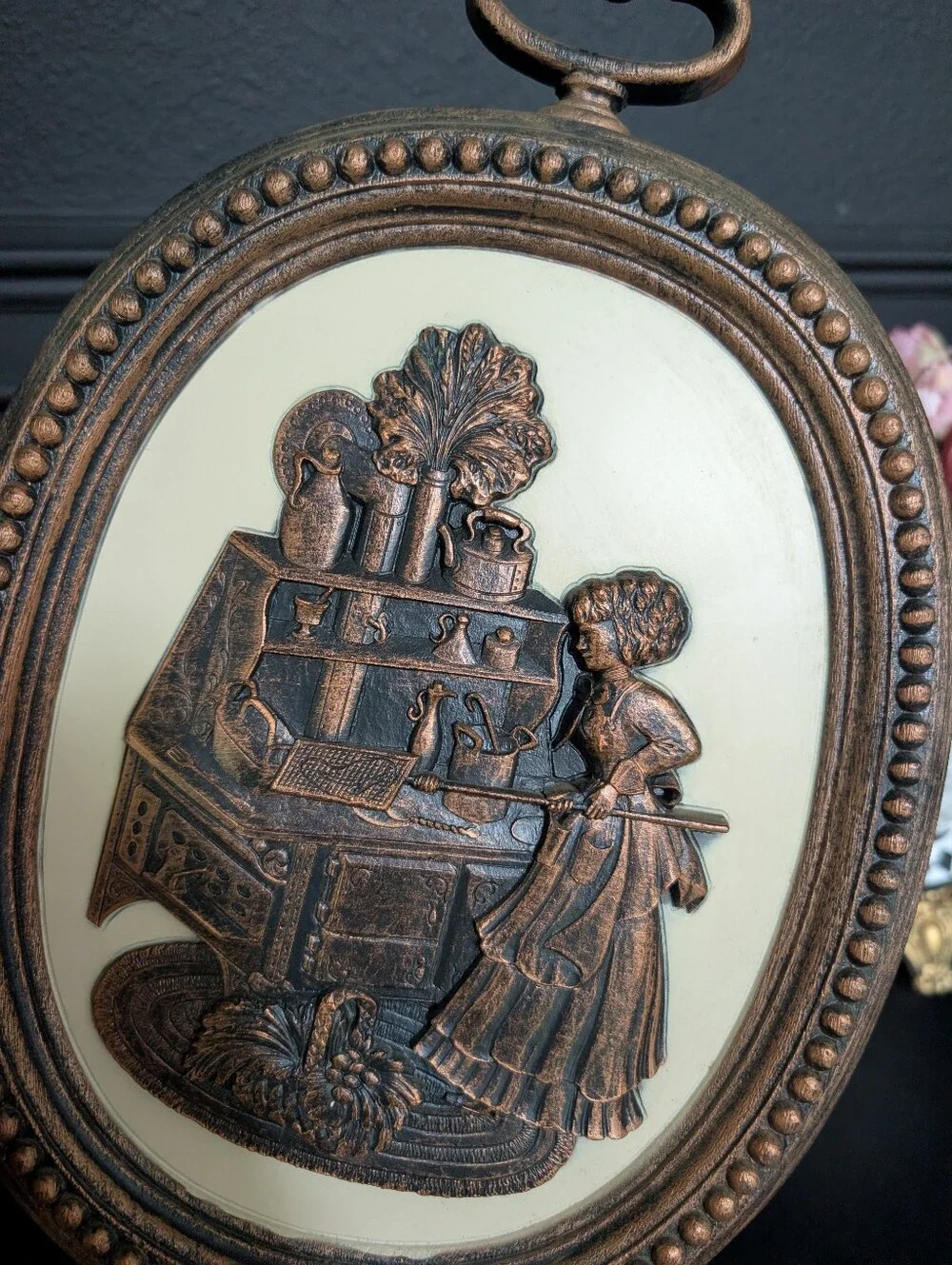 Vintage, set of 2,  Victorian Style Coppercraft Guild Dart 3D Wall Plaque
